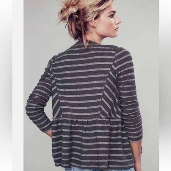 Free People Gray Striped Jacket - Picture 3 of 10